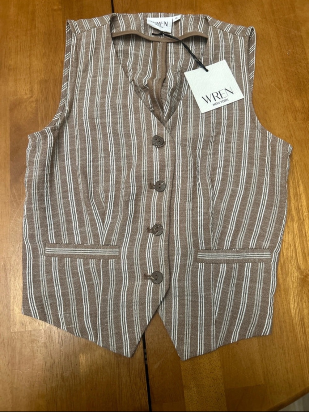 WREN New York Brown Striped Vest NWT